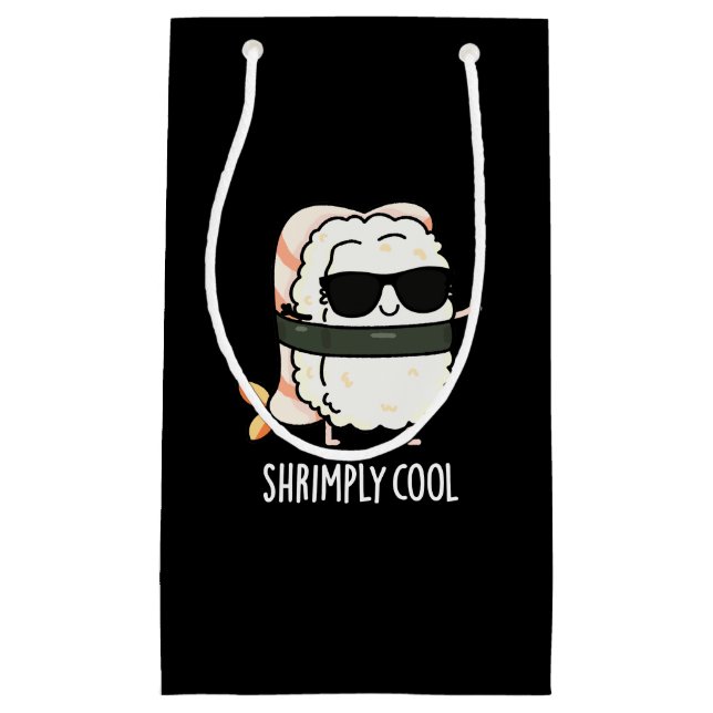 Shrimps Coole Funny Shrimp Sushi Pun Dark BG Kleine Geschenktüte (Vorderseite)