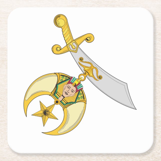 Shriner-Abzeichen des Ordens Rechteckiger Pappuntersetzer (Vorderseite)