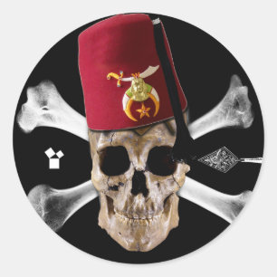 Shriner Freimaurerschädel gespitztes Fez Runder Aufkleber