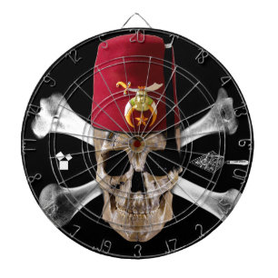 Shriner Freimaurerschädel und Knochen mit Fez Dartscheibe