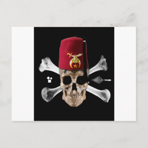 Shriner Masonic Skull and Bones with Fez Postkarte