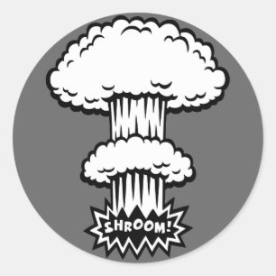 SHROOM! - b/w Runder Aufkleber