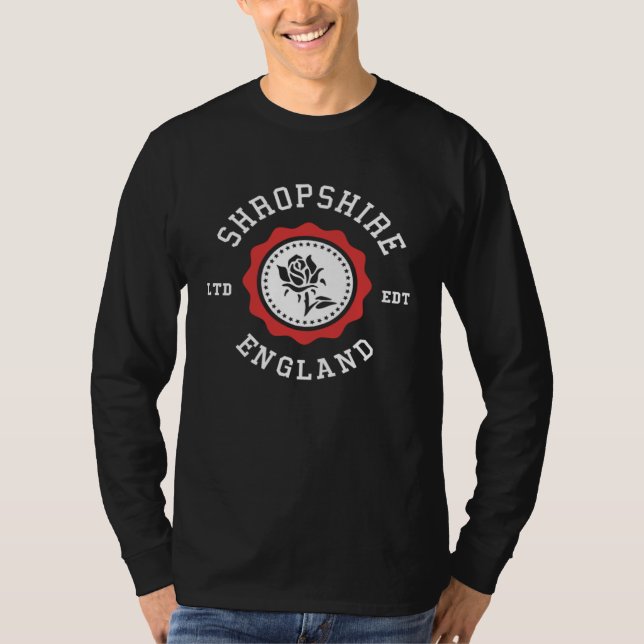 SHROPSHIRE England Rose Badge T-Shirt (Vorderseite)