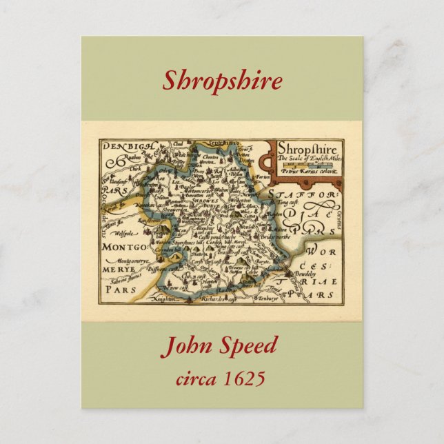 Shropshire Landkreis England Alte antike Karte (Vorderseite)