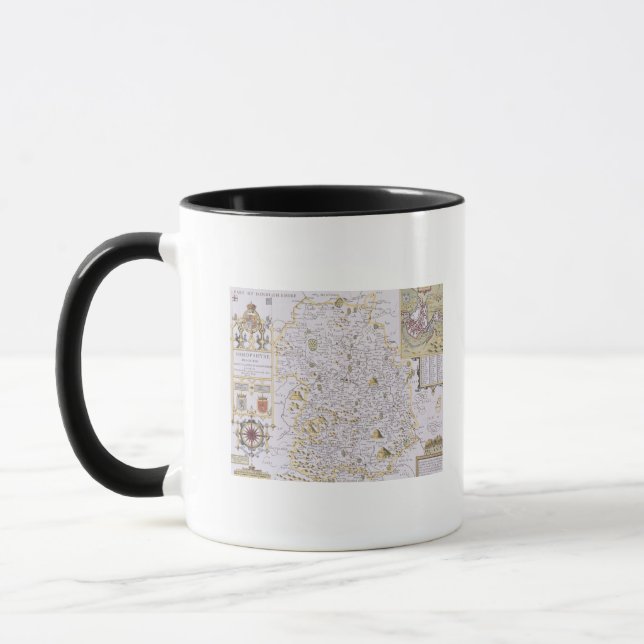 Shropshyre, graviert von Jodocus Hondius Tasse (Links)