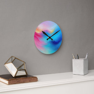 "Shroudglen" Pink und Blue Landscape Seascape. Runde Wanduhr