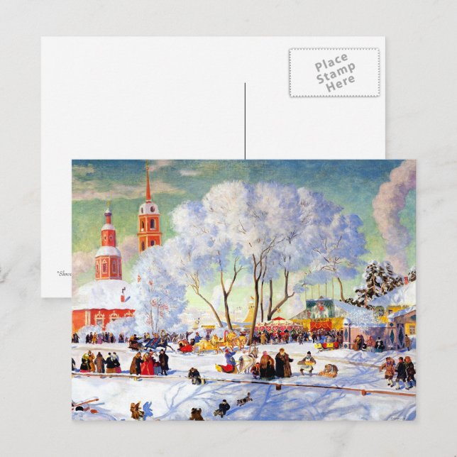 "Shrovetide" de Boris Kustodiev, Carte postale des (Devant / Derrière)