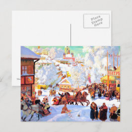 "Shrovetide" von Boris Kustodiev, Holiday Postcard Postkarte