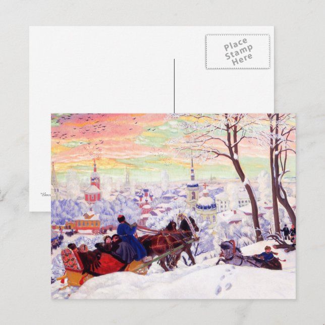 "Shrovetide" von Boris Kustodiev Postcard Postkarte (Vorne/Hinten)