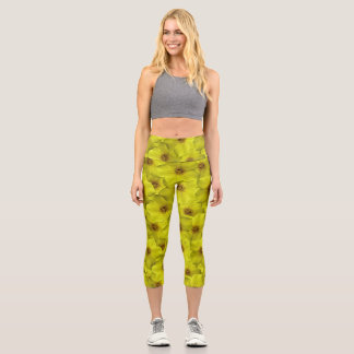 Shrubby Cinquefoil Nahtloses Muster Capri Leggings
