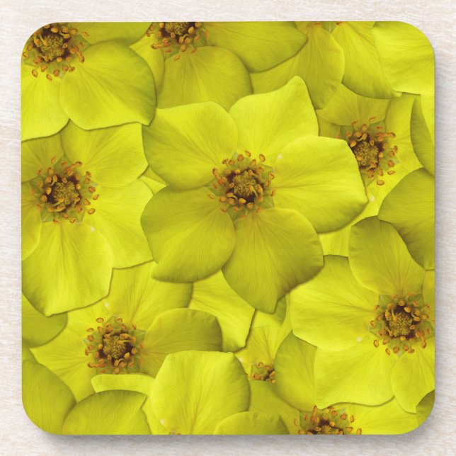 Shrubby Cinquefoil Nahtloses Muster Getränkeuntersetzer (Vorderseite)