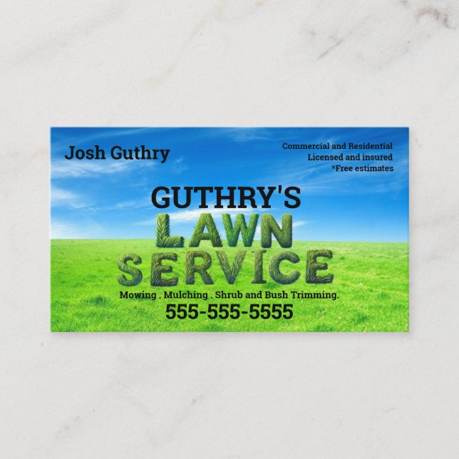 Shrubs Bliss Lawn Service Business Card Visitenkarte (Vorderseite)