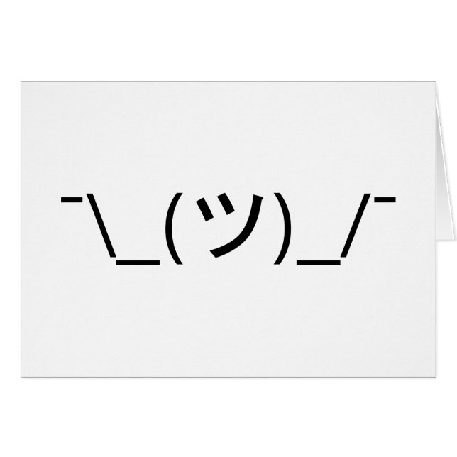 Shrug Emoticon —\_(ツ)_/+Carte Kaomoji Japonaise (Devant horizontal)