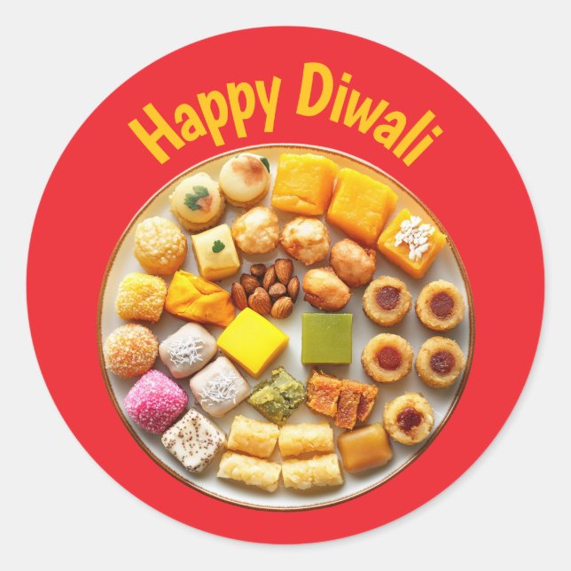 Shubh Deepavali Runder Aufkleber (Vorderseite)