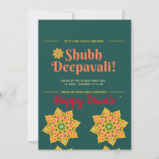 Shubh Deepawali Happy Diwali Einladung (Vorderseite)