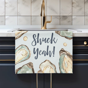 Shuck Yeah   Aquarellpearl Oyster Geschirrtuch