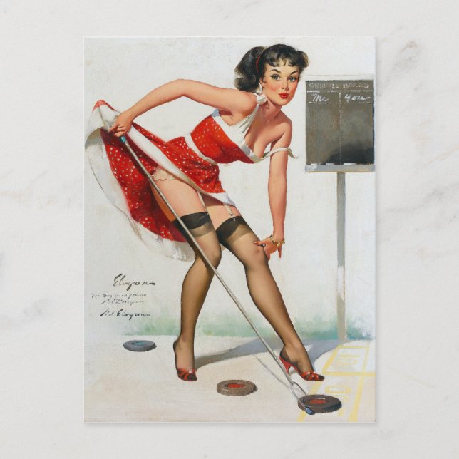 Shuffleboard-Button nach oben Postkarte (Vorderseite)