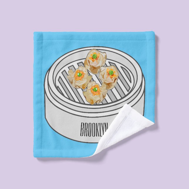 Shumai dim sum Cartoon Illustration Badhandtuch Set (Waschlappen)