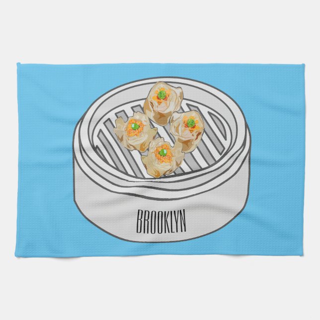 Shumai dim sum Cartoon Illustration Geschirrtuch (Horizontal)