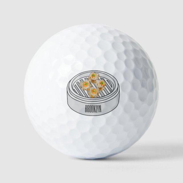 Shumai dim sum Cartoon Illustration Golfball (Vorderseite)