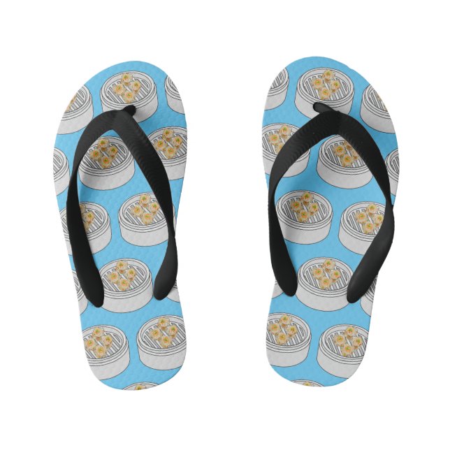 Shumai dim sum Cartoon Illustration Kinderbadesandalen (Fußbett)