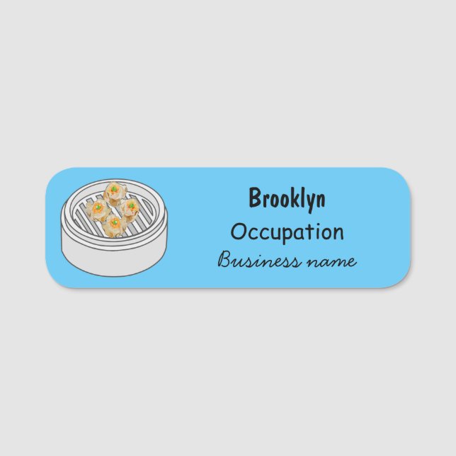 Shumai dim sum Cartoon Illustration Namensschild (Vorderseite)