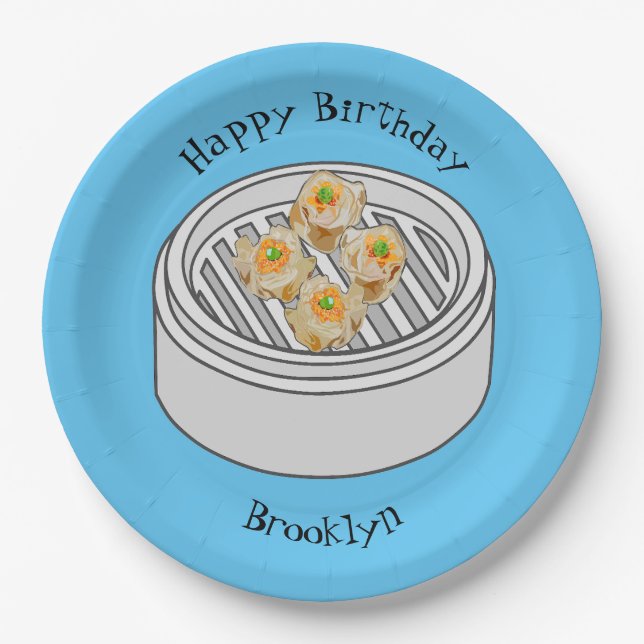Shumai dim sum Cartoon Illustration Pappteller (Vorderseite)