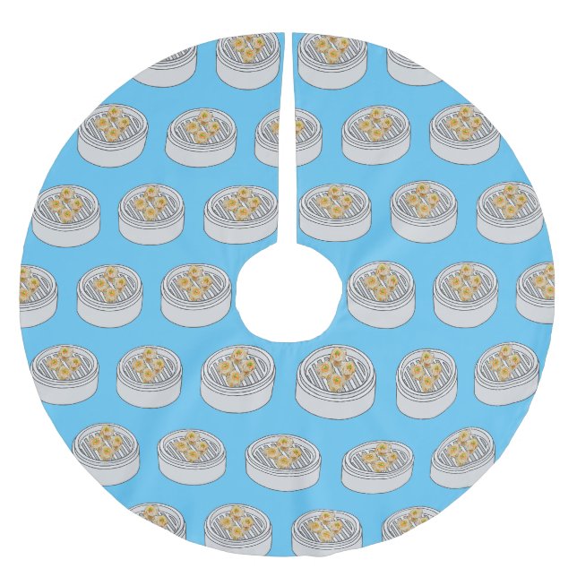 Shumai dim sum Cartoon Illustration Polyester Weihnachtsbaumdecke (Vorderseite)