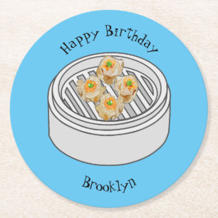 Shumai dim sum Cartoon Illustration Runder Pappuntersetzer