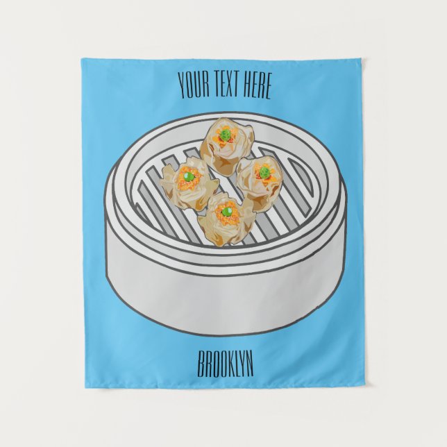 Shumai dim sum Cartoon Illustration Wandteppich (Vorderseite)