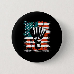 Shuttle American Flag - Patriotic Usa Badminton Lo Button