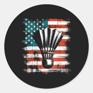 Shuttle American Flag - Patriotic Usa Badminton Lo Runder Aufkleber
