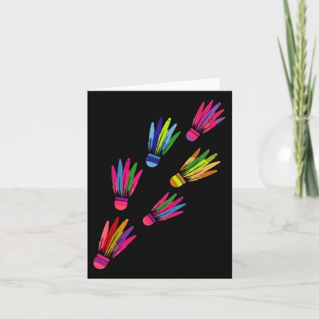 Shuttle Badminton farbenfrohe Spielerinnen Karte (Vorderseite)