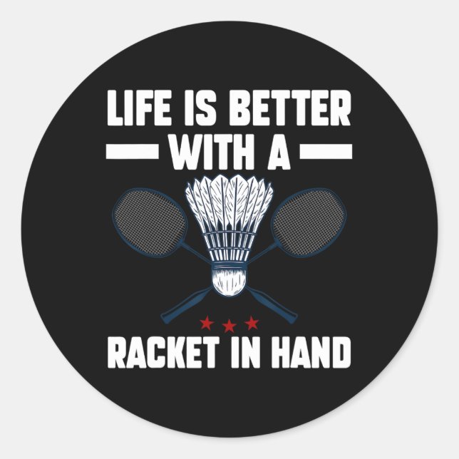 Shuttle Badminton Player 5 Runder Aufkleber (Vorderseite)