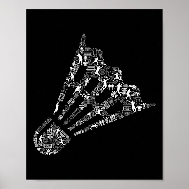 Shuttle Collage Badminton Player Shirt Badminton Poster (Vorne)
