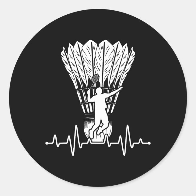 Shuttle Heartbeat Badminton Runder Aufkleber (Vorderseite)