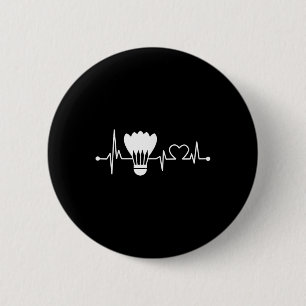 Shuttle Heartbeat Funny Badminton Player Geschenk Button