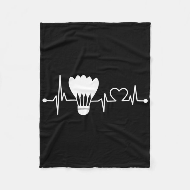 Shuttle Heartbeat Funny Badminton Player Geschenk Fleecedecke (Vorderseite)