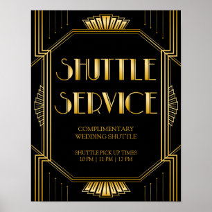 Shuttle Service Wedding Sign Gatsby Art Deco Poster