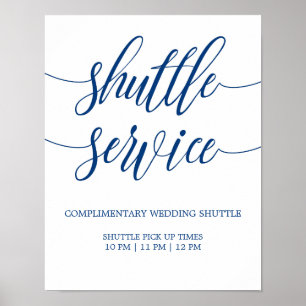 Shuttle Service Wedding Sign Navy Blue Calligraphy Poster