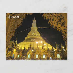 Shwedagon Night arch Myanmar Postkarte