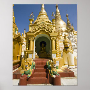 Shwedagon Pagoda (Paya), große Tempelanlage, die 4 Poster