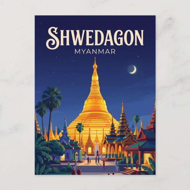 Shwedagon-Pagode Myanmar Postkarte (Vorderseite)