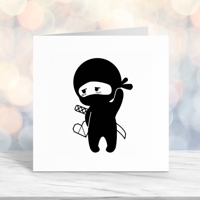 Shy Blushing Ninja Holding Origami Paper Heart Permastempel (Von Creator hochgeladen)