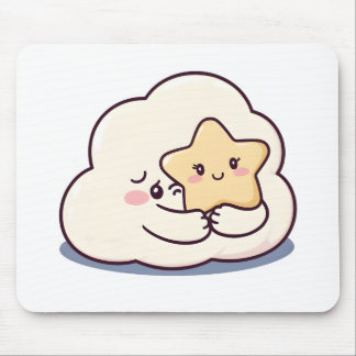 Shy Cloud umarmt einen Stern - Dreamy Niedlich Sky Mousepad
