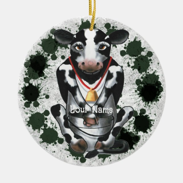Shy Cow Eimer Keramik Ornament (Vorne)