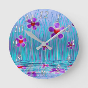 Shy Daisies Clock Runde Wanduhr