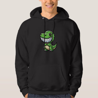 Shy Dino Cartoon Trex Showing Teeth Happy Friendly Hoodie