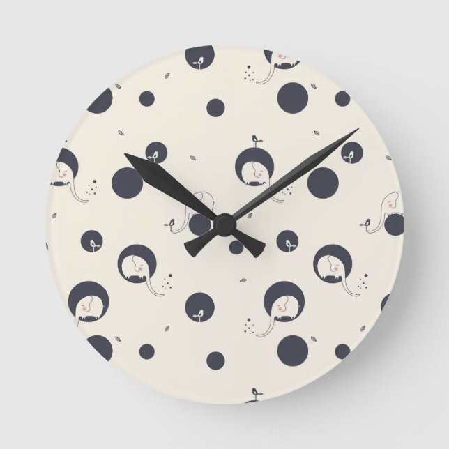 Shy Elephant Pattern Runde Wanduhr (Vorderseite)