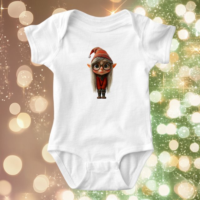 Shy Girl Christmas Elf Baby Bodysuit Baby Strampler (Von Creator hochgeladen)